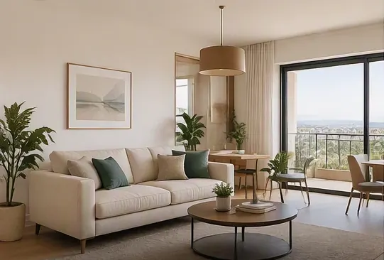 Un salon lumineux d'appartement